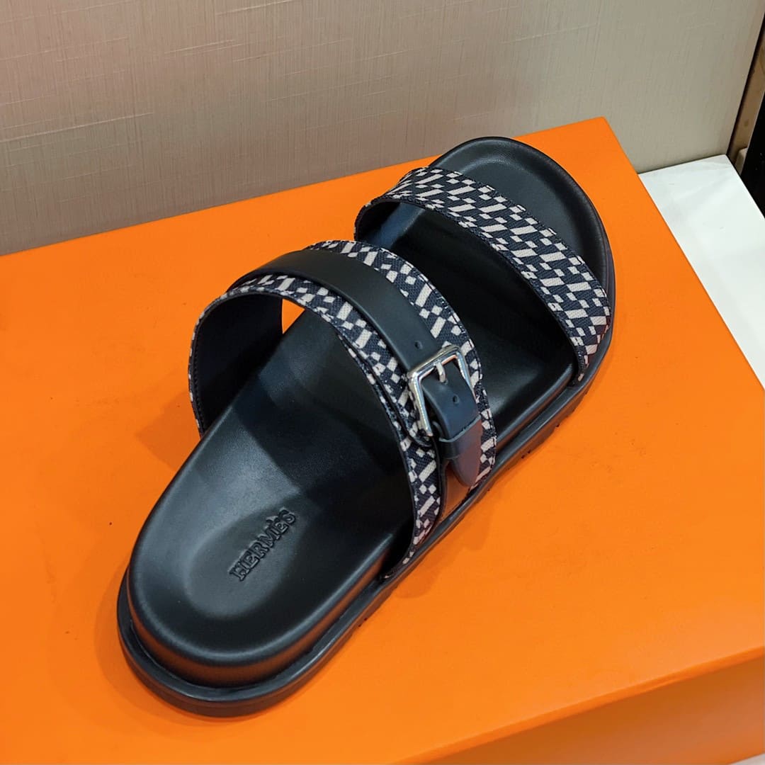 DÉP HERMES BLACK H SANDAL AAA