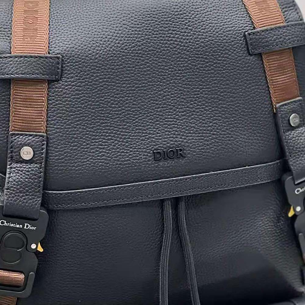 BALO Dior Hit the Road Cactus Jack Dior Backpack Black Grained Calfskin with Embroidered Signature