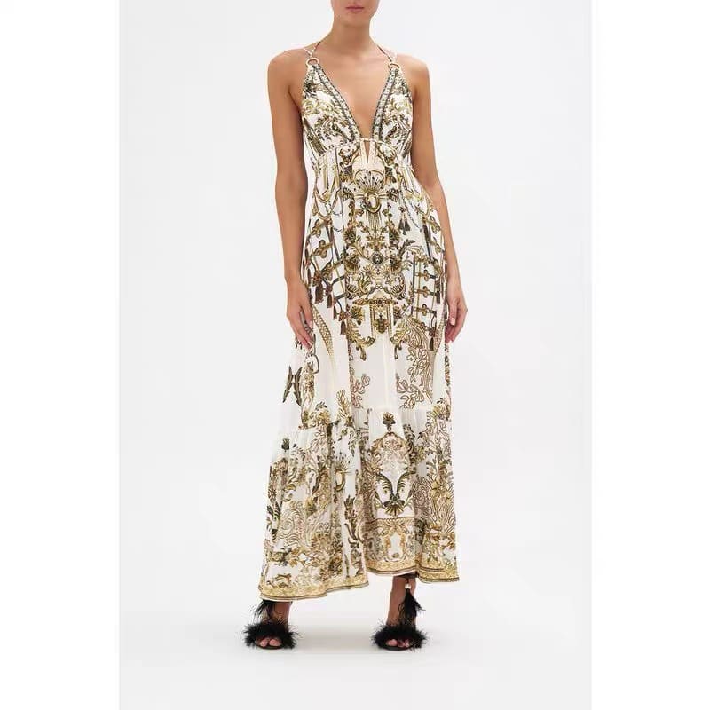 VÁY CAMILLA Flower Sparking Vintage Dress High Classy