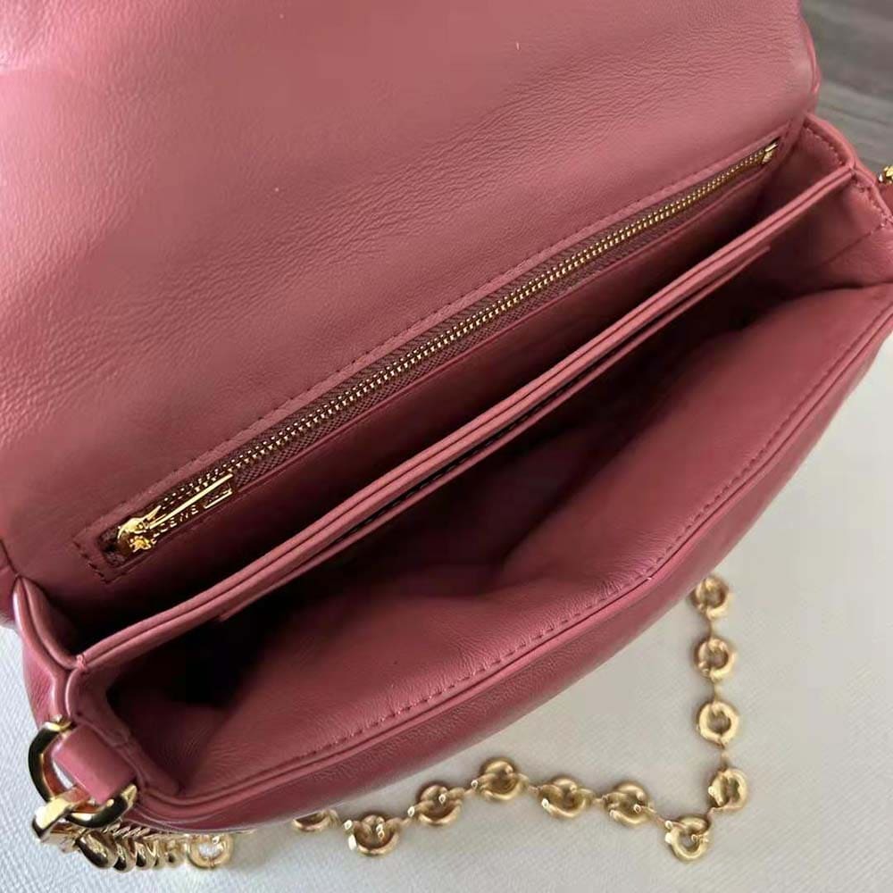 TÚI LOEWE Puffer Goya bằng da cừu Nappa bóng màu đỏ đậm