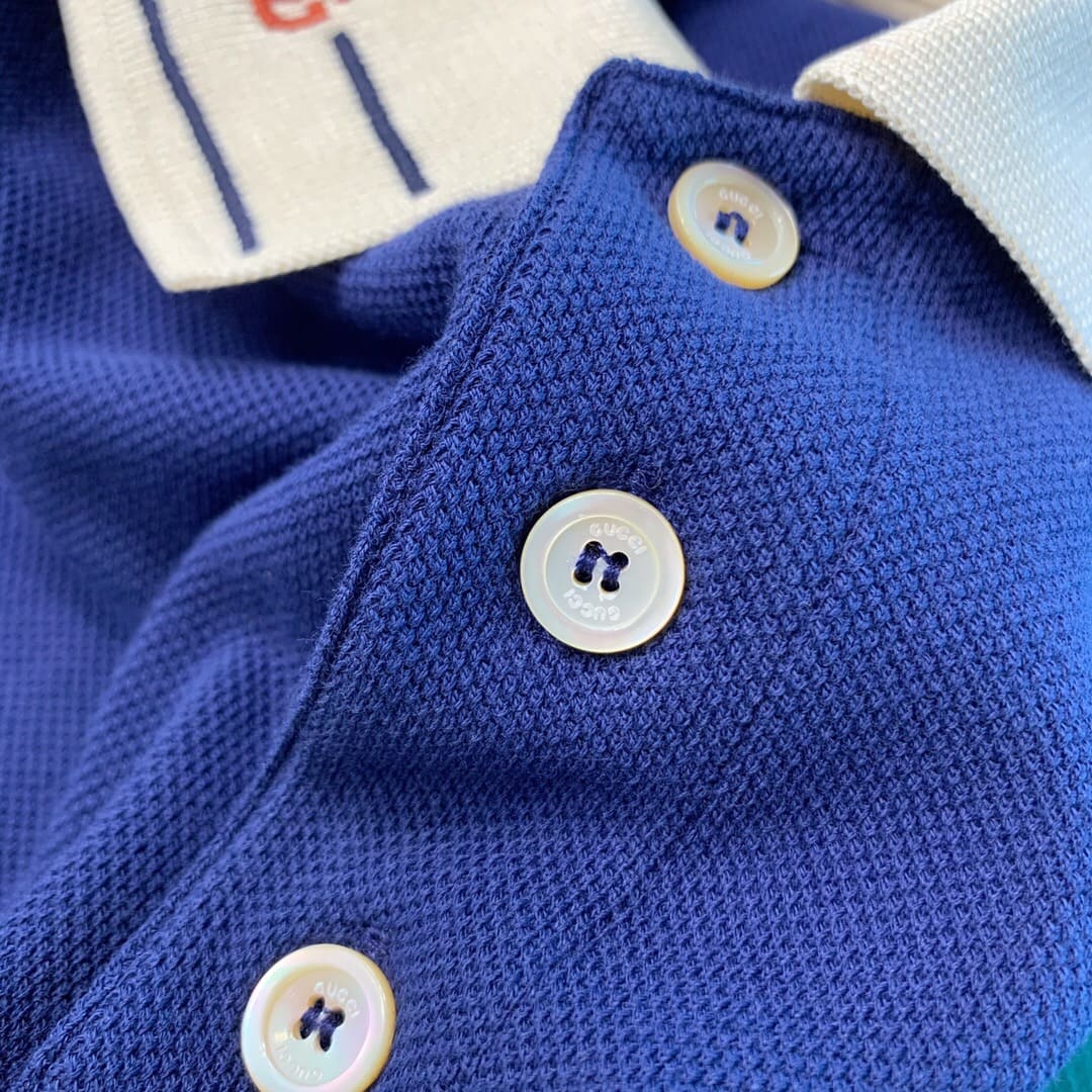 ÁO GUCCI GG POLO SHIRT MÀU XANH TRẮNG UNISEX