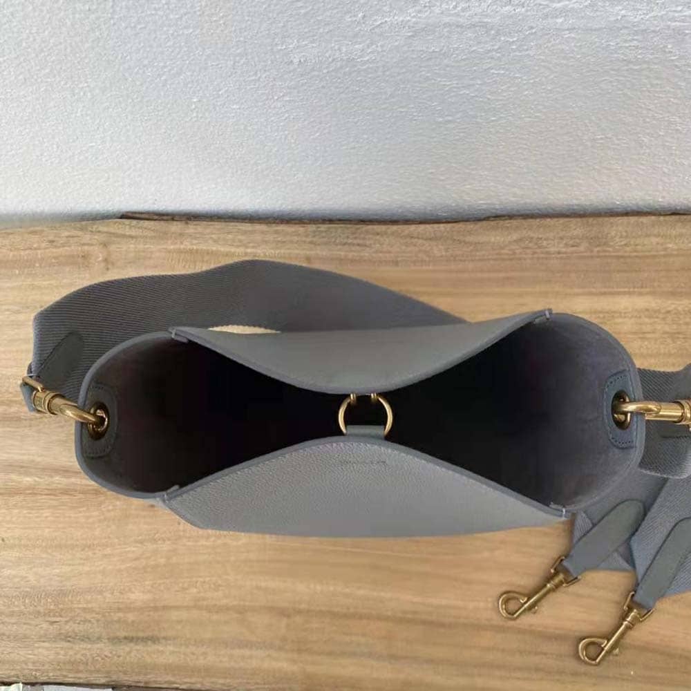 TÚI Celine Women Sangle Small Bucket Bag in Soft Grained Calfskin-Silver