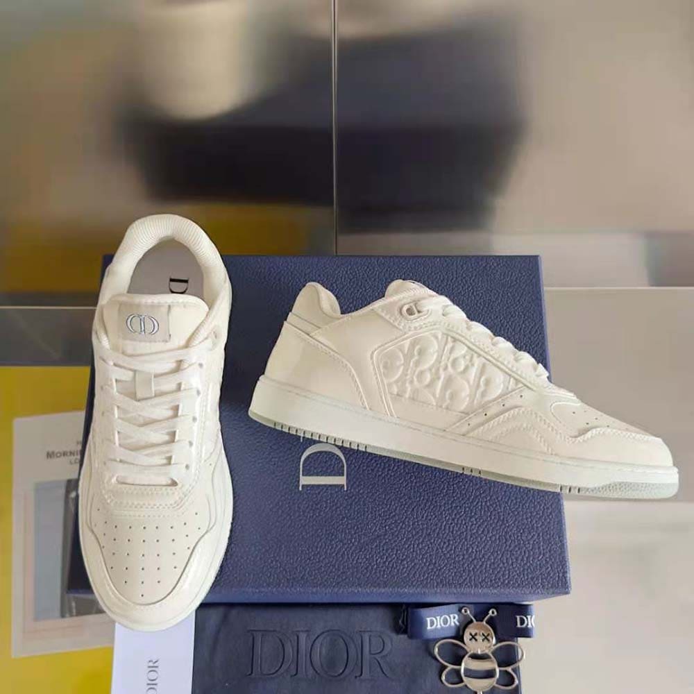 GIÀY DIOR B27 Low-top Sneaker Cream Patent Calfskin and Dior Oblique Gravity Leather