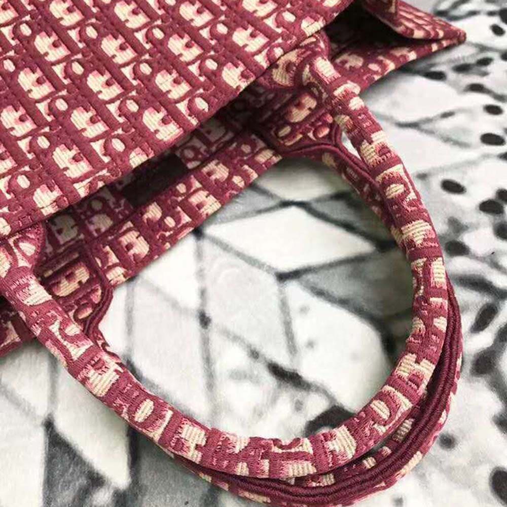 TÚI Dior Women Book Tote Dior Oblique Bag in Embroidered Canvas-Maroon