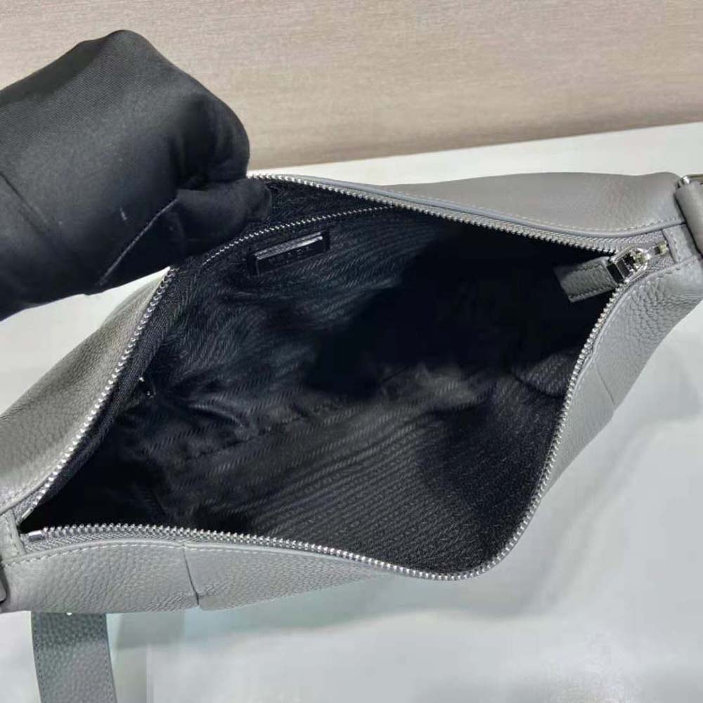 TÚI Prada Leather Bag with Shoulder Strap-Gray