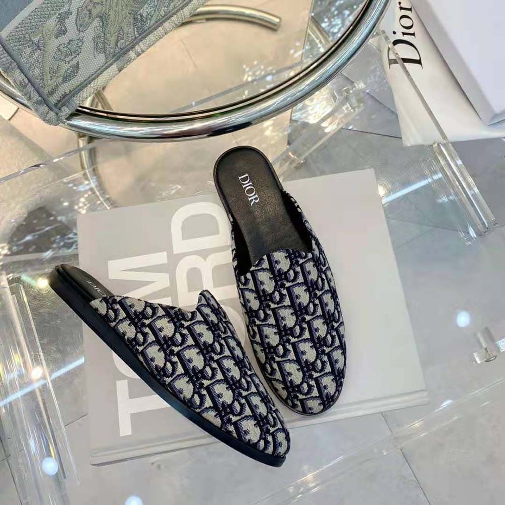 GIÀY DIOR Indior Mule Beige and Black Dior Oblique Jacquard