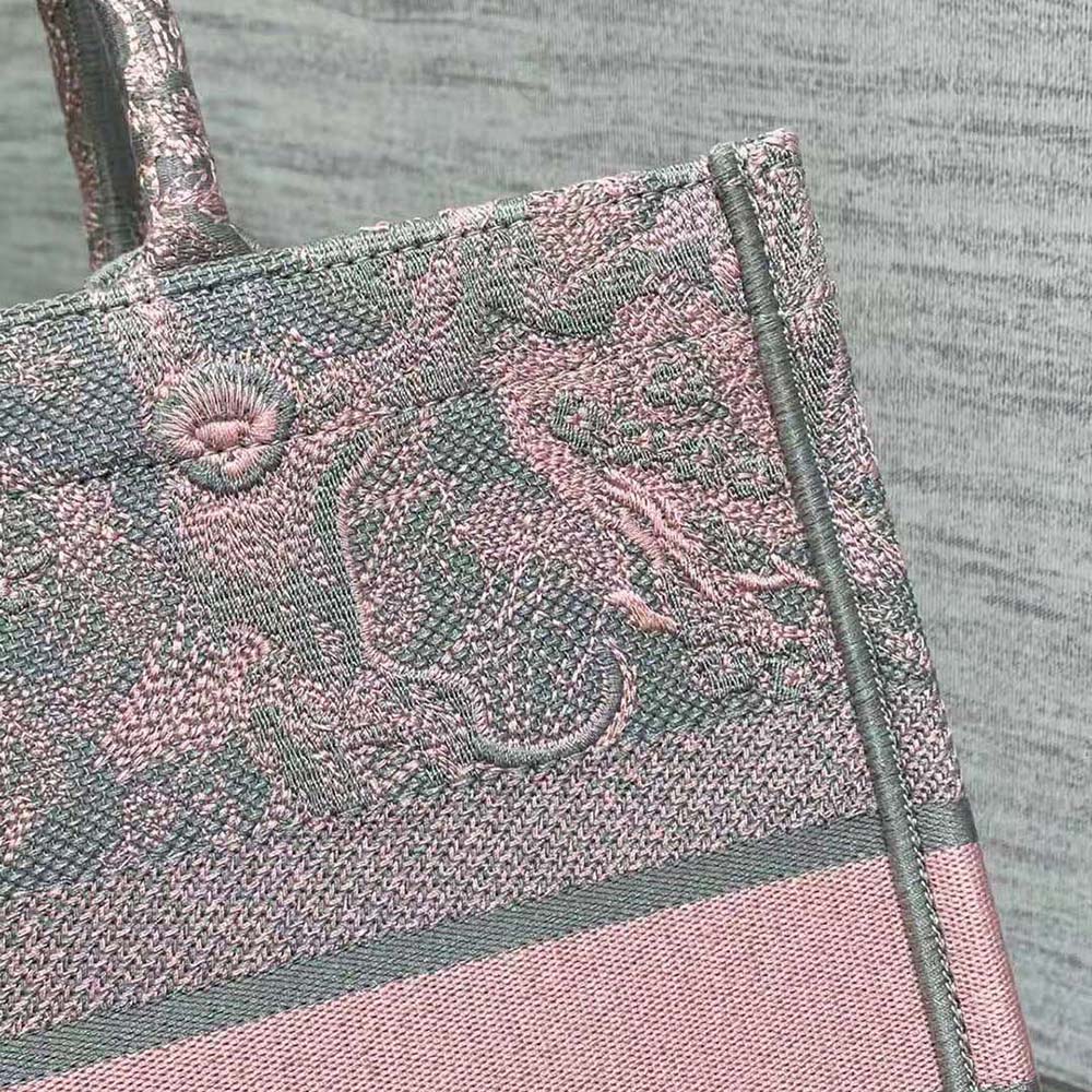 TÚI Dior Women Medium Dior Book Tote Pink Multicolor Toile de Jouy Voyage Embroidery
