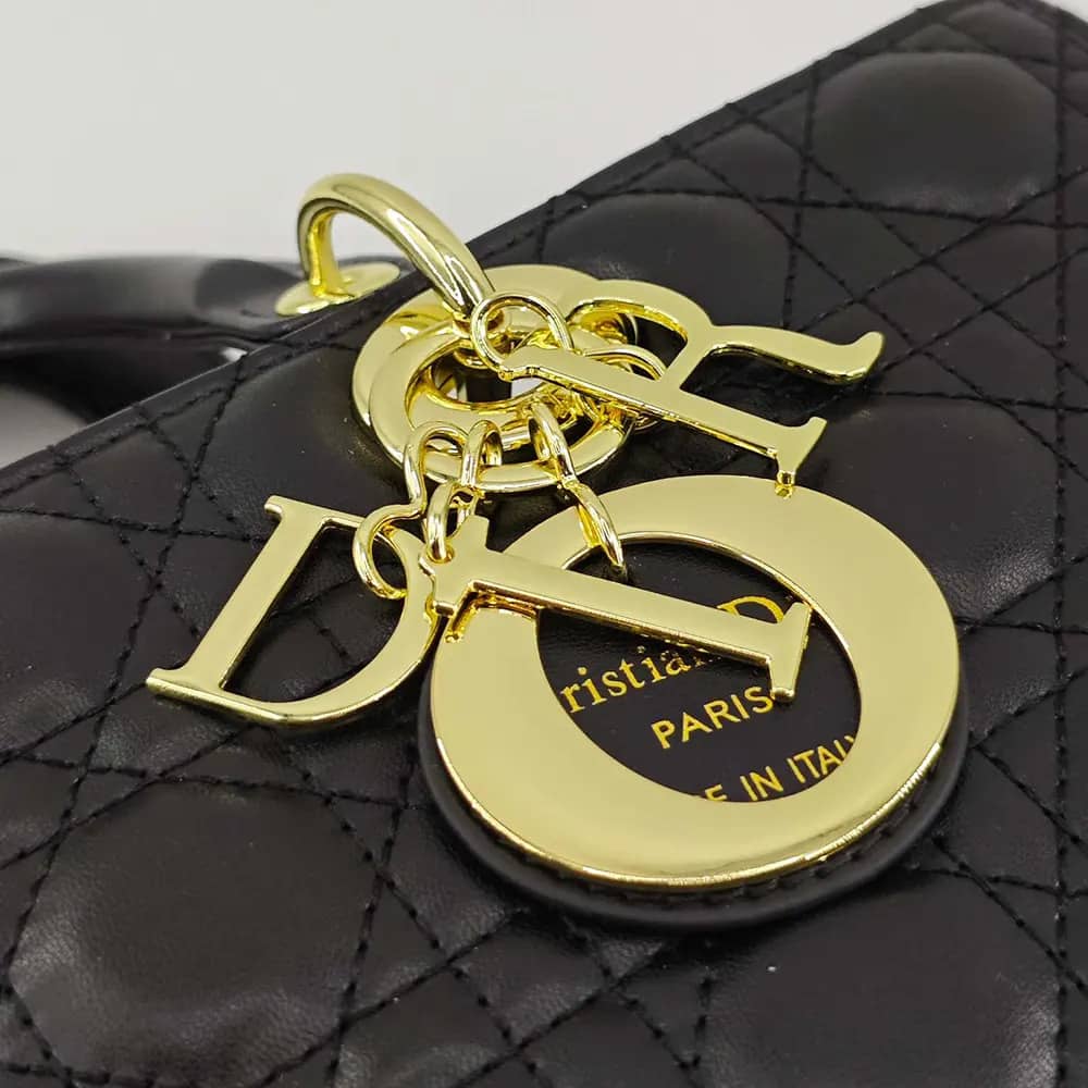 TÚI Dior nữ cỡ lớn Lady màu đen Cannage da cừu