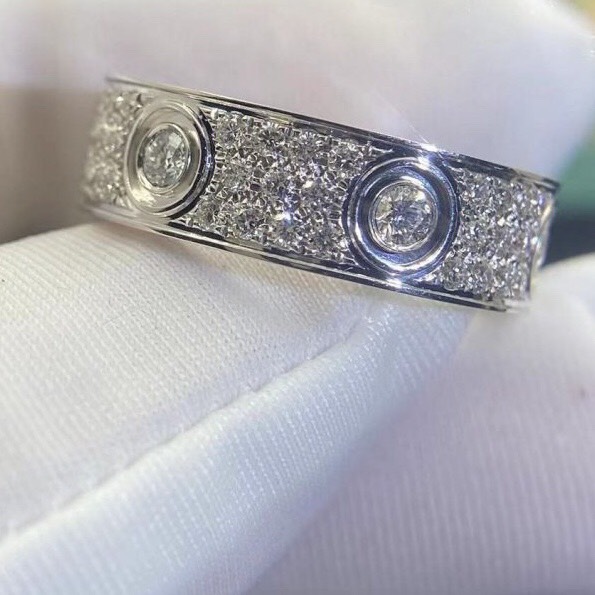 NHẪN CARTIER LOVE RING DIAMOND PAVED GOLD 18K WHITE GOLD