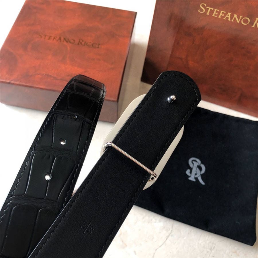 DÂY LƯNG STEFANO RICCI CROCODILE LEATHER DA CÁ SẤU Belt Khóa bạc