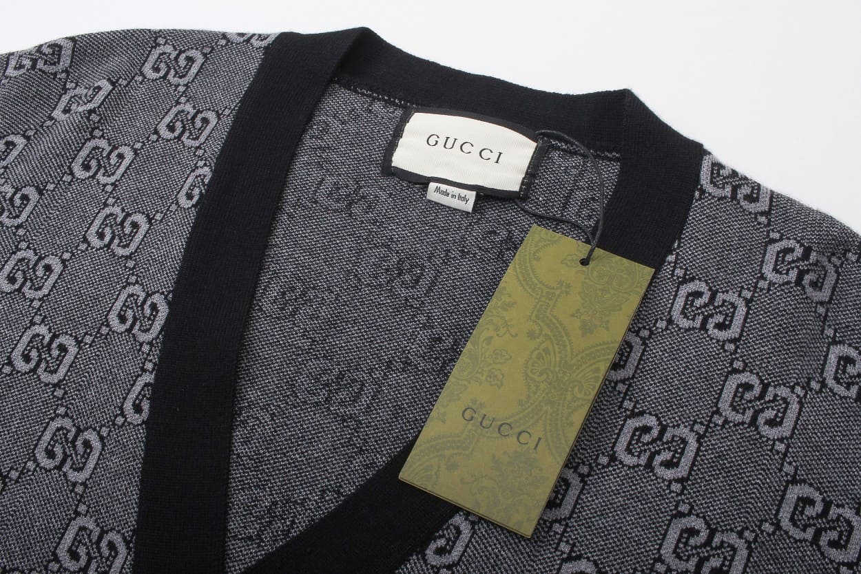 ÁO GUCCI Sweater Black and Grey Stretch Cashmere