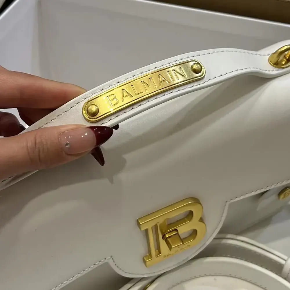 TÚI BALMAIN Women Smooth Leather B-Buzz 24 Bag-Black