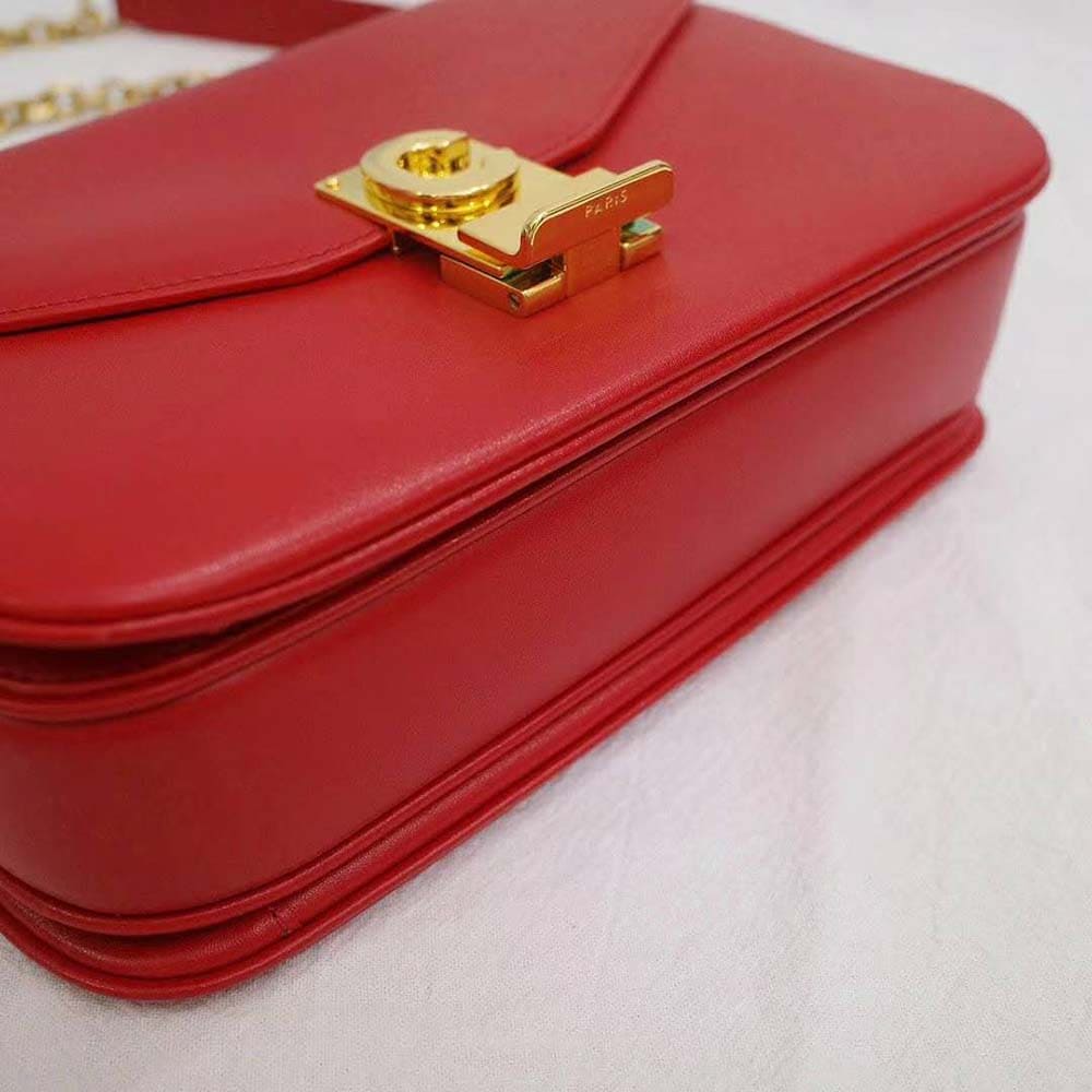 TÚI Celine Women Medium C Bag in Shiny Calfskin Leather-Red