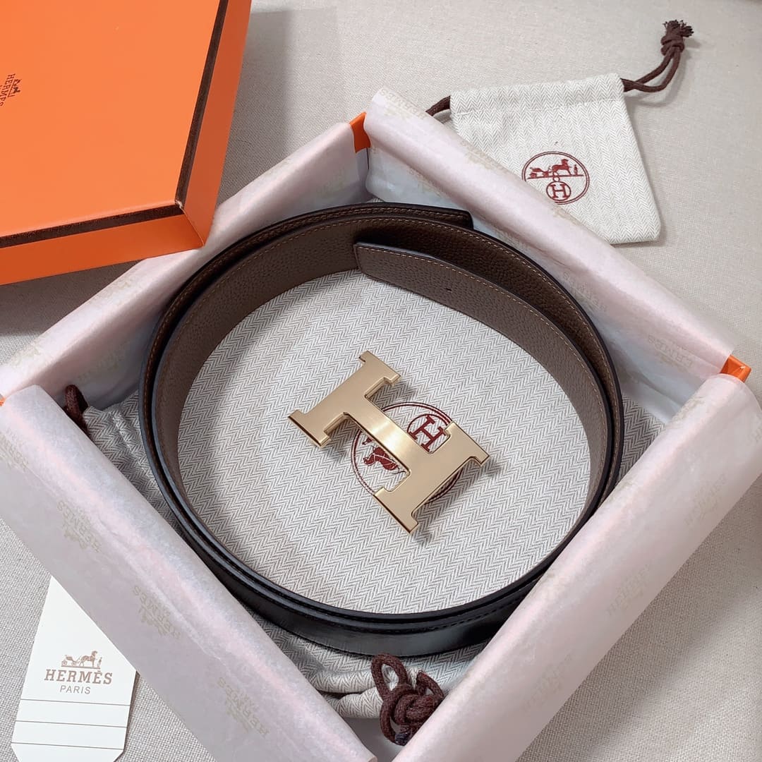 DÂY LƯNG HERMES H Matte Black Togo leather hai mặt khóa vàng