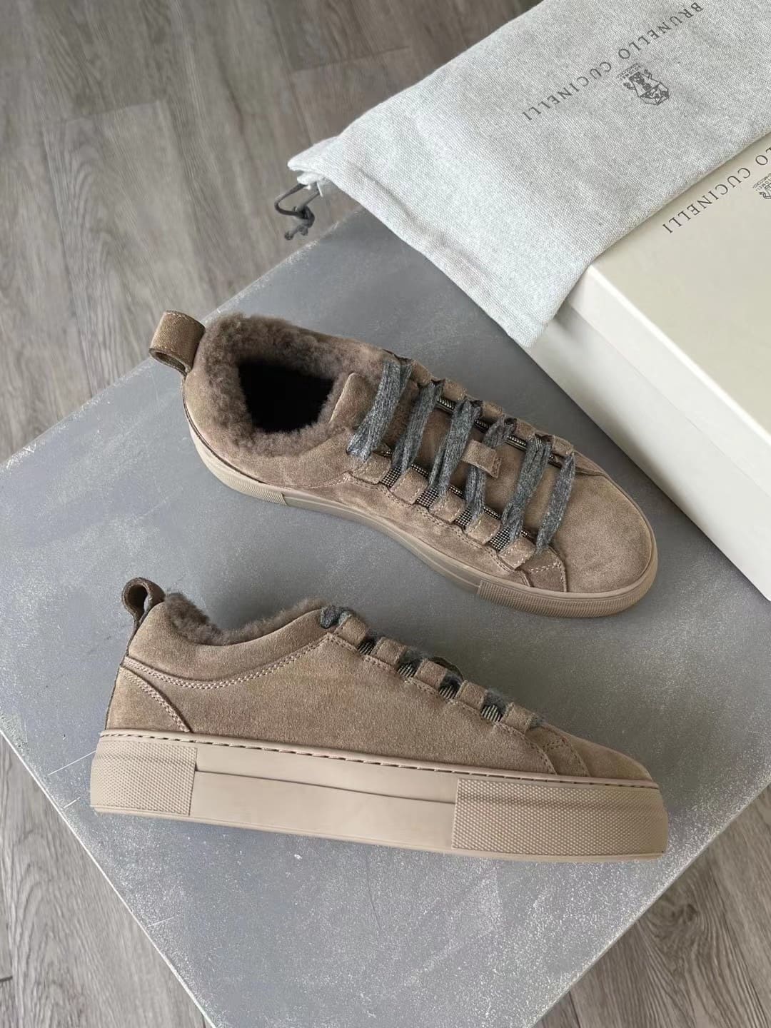 GIÀY BRUNELLO CUCINELLI SNEAKERS LOW TOP SHOES AAA DA LỘN LÓT LÔNG