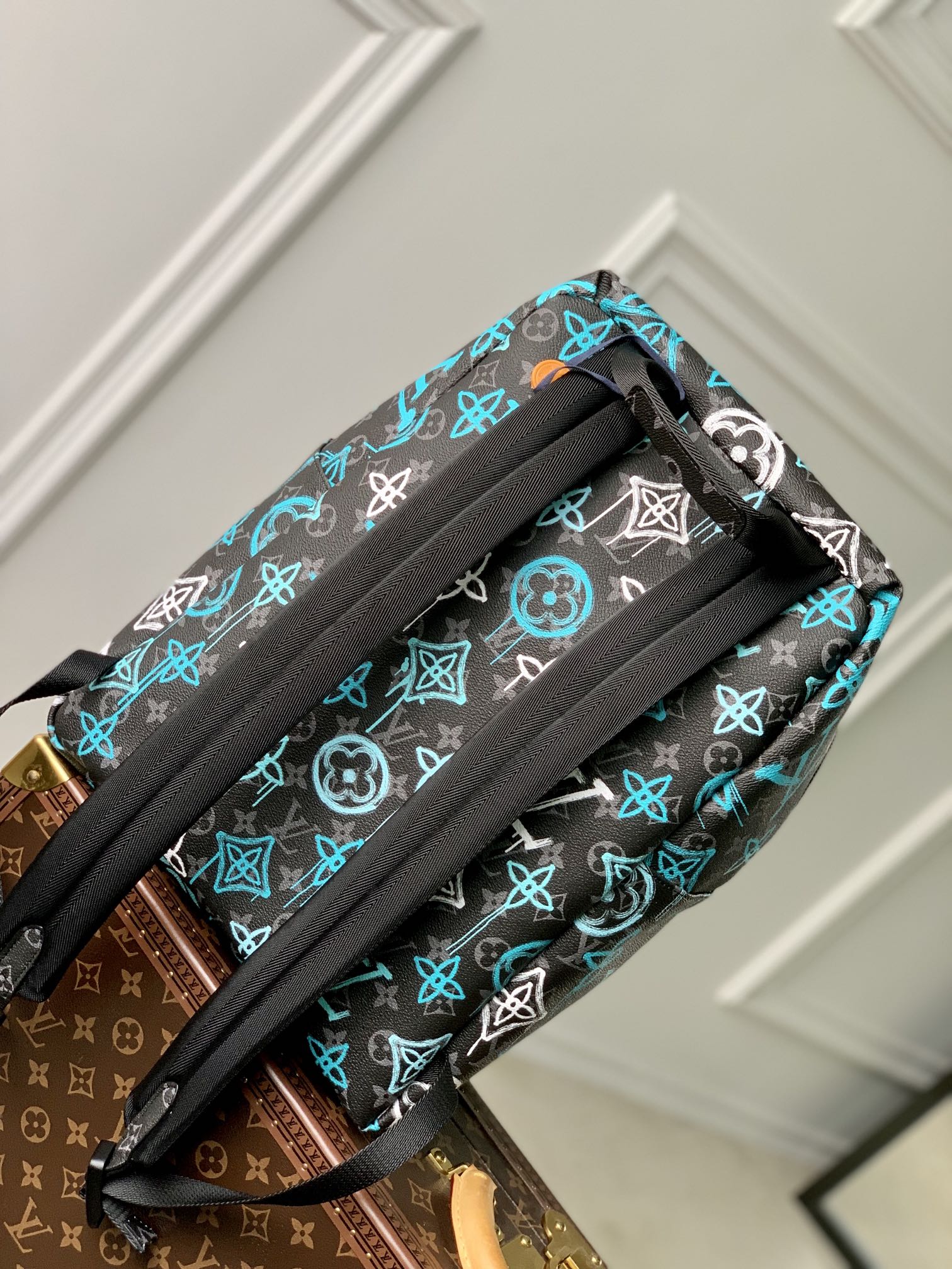BALO LOUIS VUITTON APOLLO MONOGRAM ECLIPSE Leather Backpack-Blue