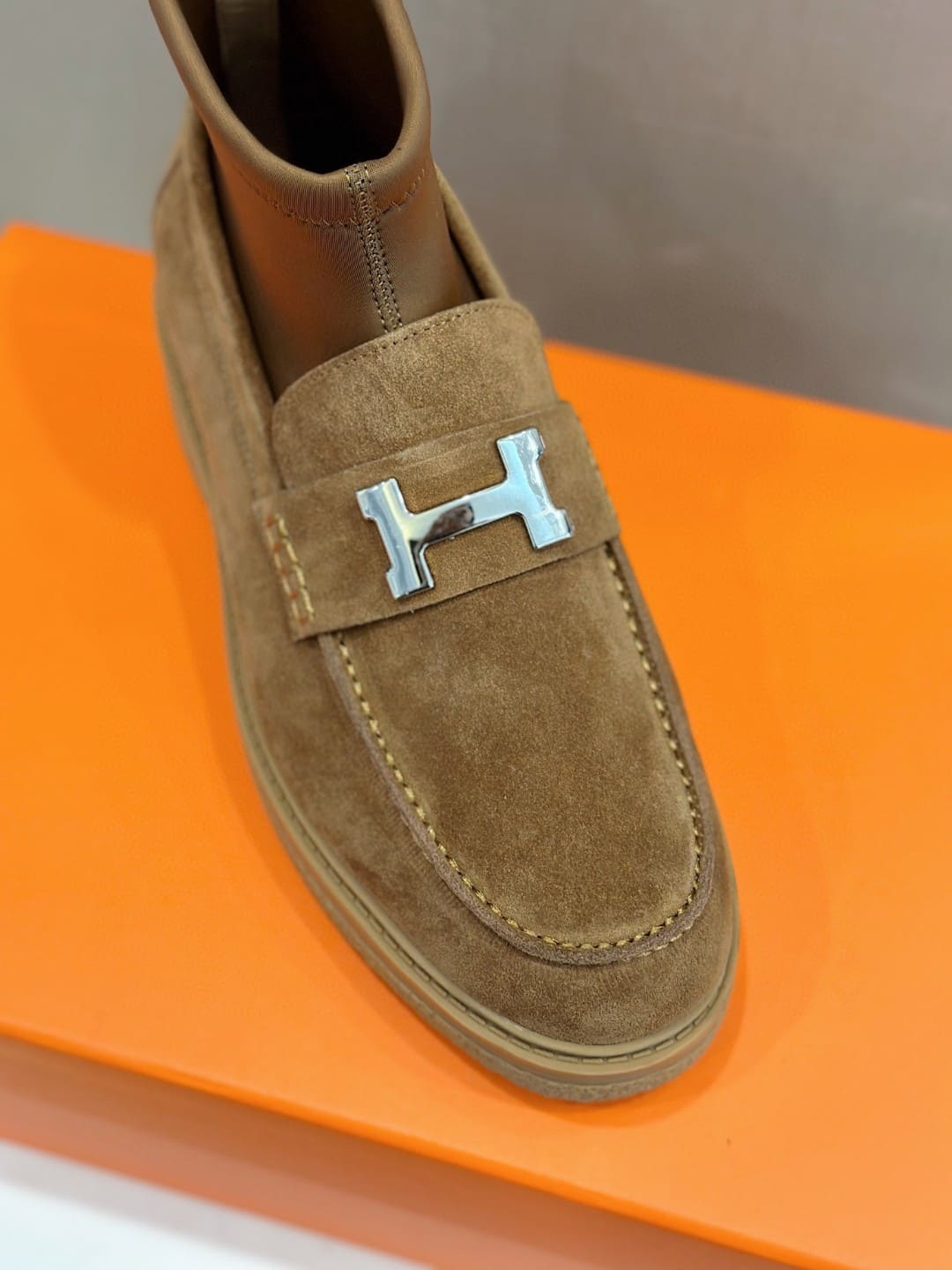 GIÀY HERMES SNEAKER HIGH SPORTS SUEDE BROWN