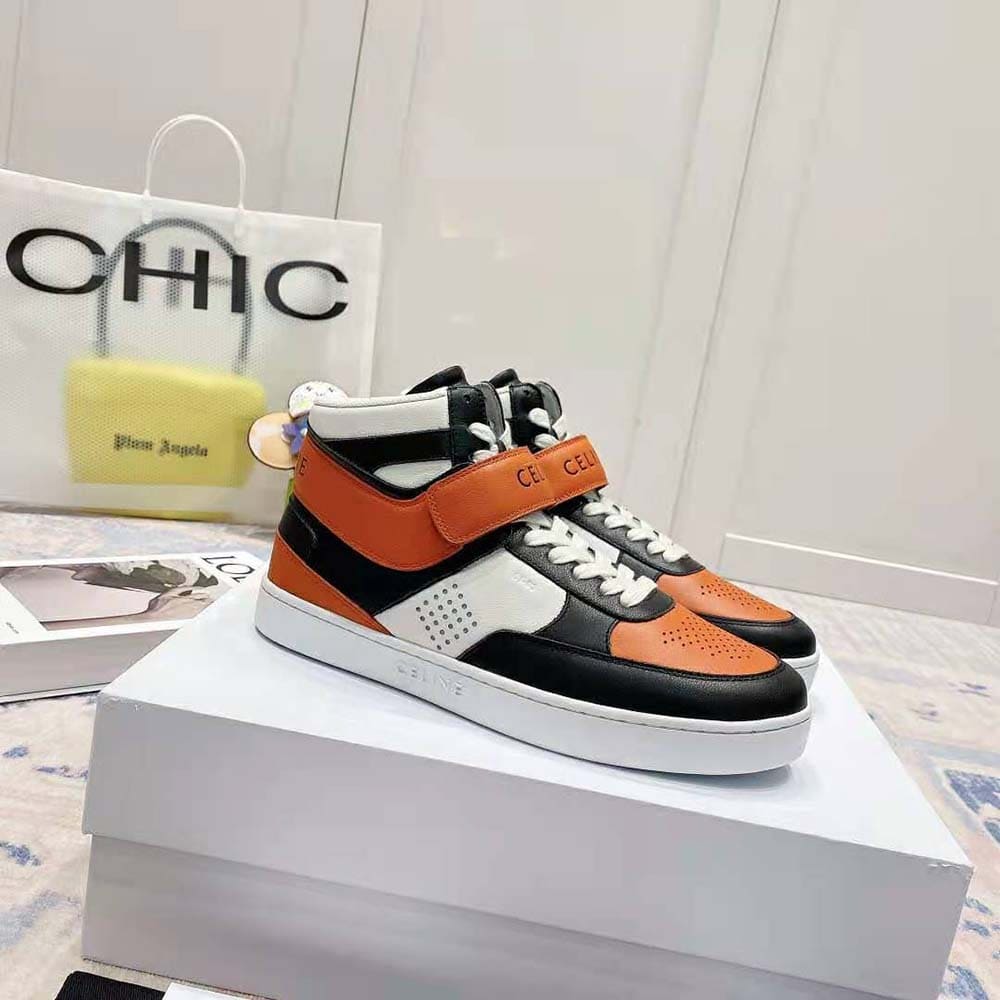 GIÀY CELINE High Sneaker with Scratch in Calfskin-Orange