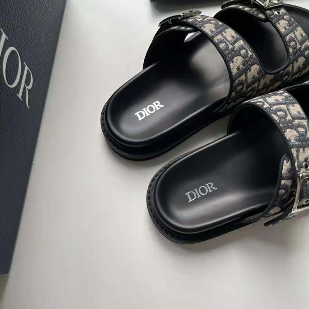 DÉP SANDAL DIOR Màu Be và Đen Dior Oblique Jacquard