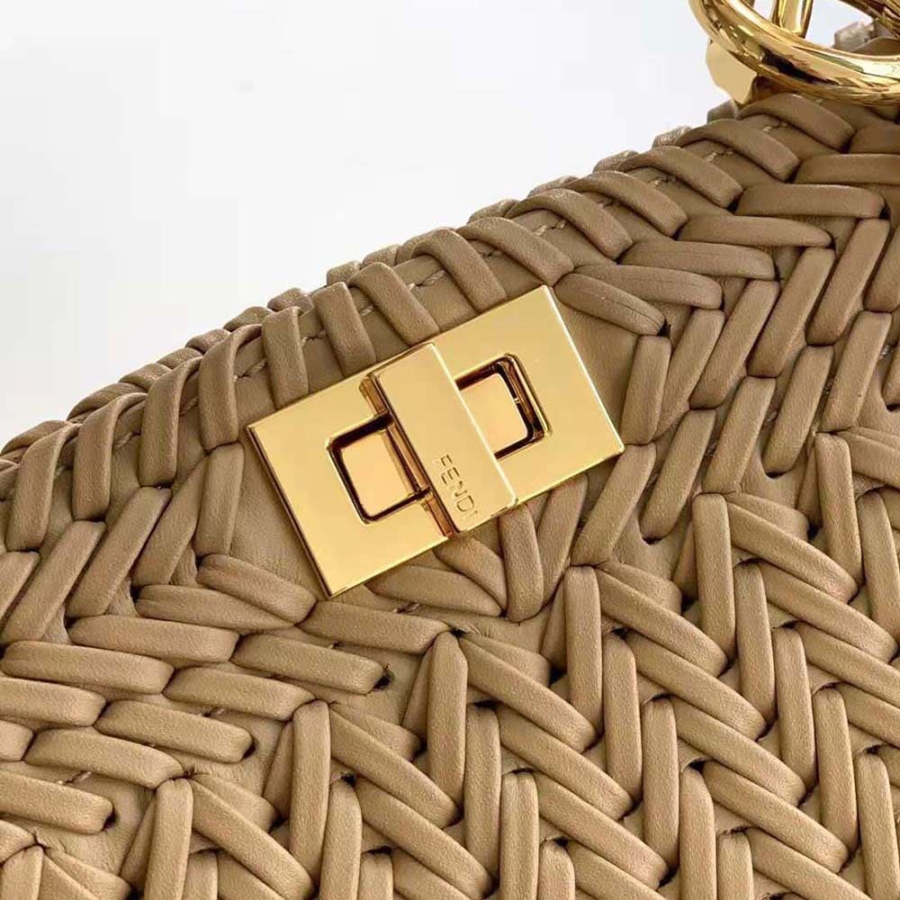 TÚI Fendi Women Peekaboo ISeeU Petite Beige Padded Calfskin Leather Bag