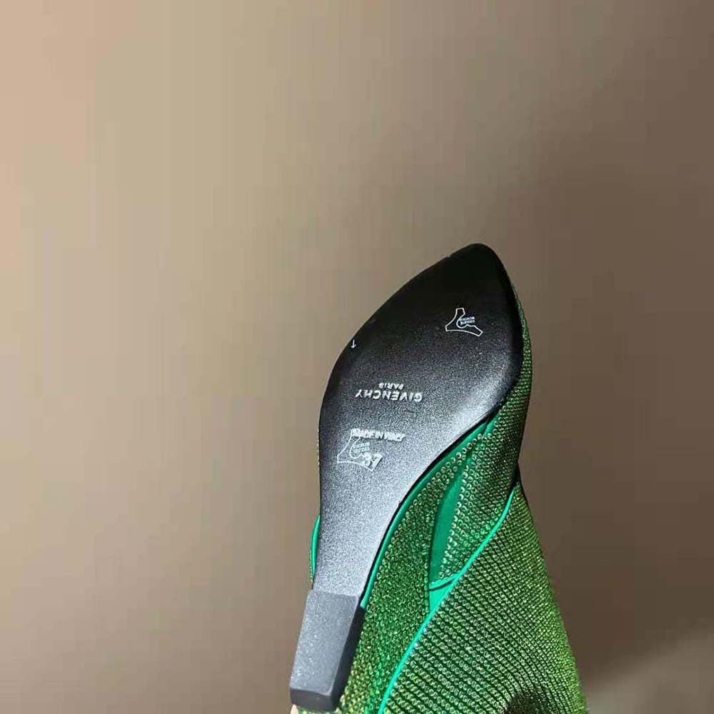 GIÀY Givenchy Women Shark Lock Boots in Satin with Strass-Green