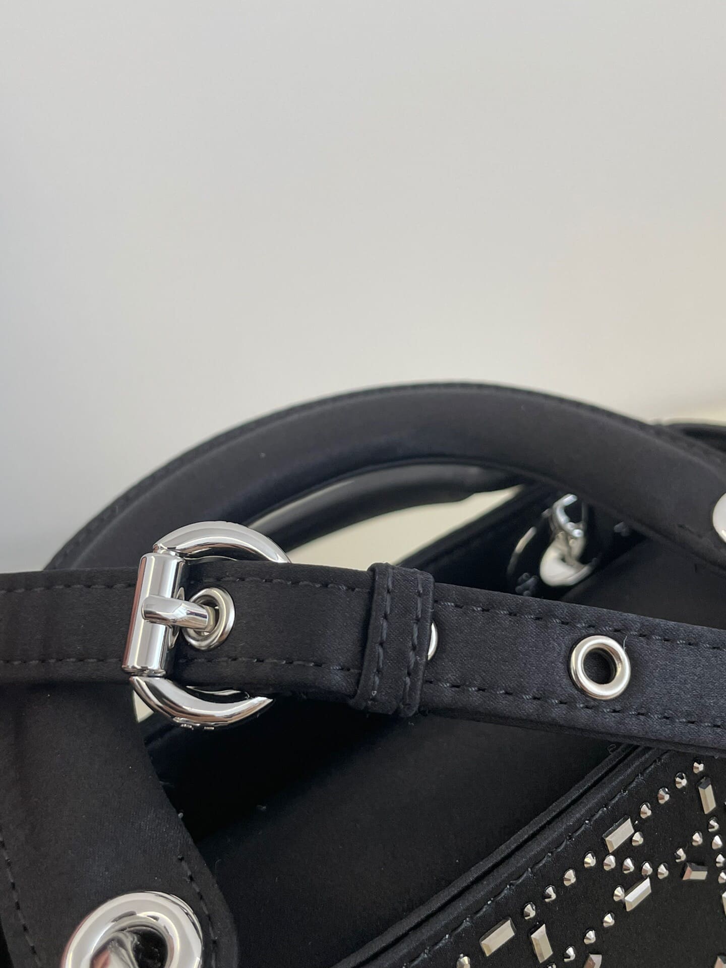 TÚI CHRISTIAN DIOR Mini Lady Dior Bag in Black Cannage Satin with Rhinestones