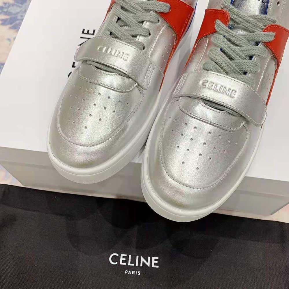 GIÀY CELINE Mid Sneaker with Scratch in Metallic Calfskin and Calfskin