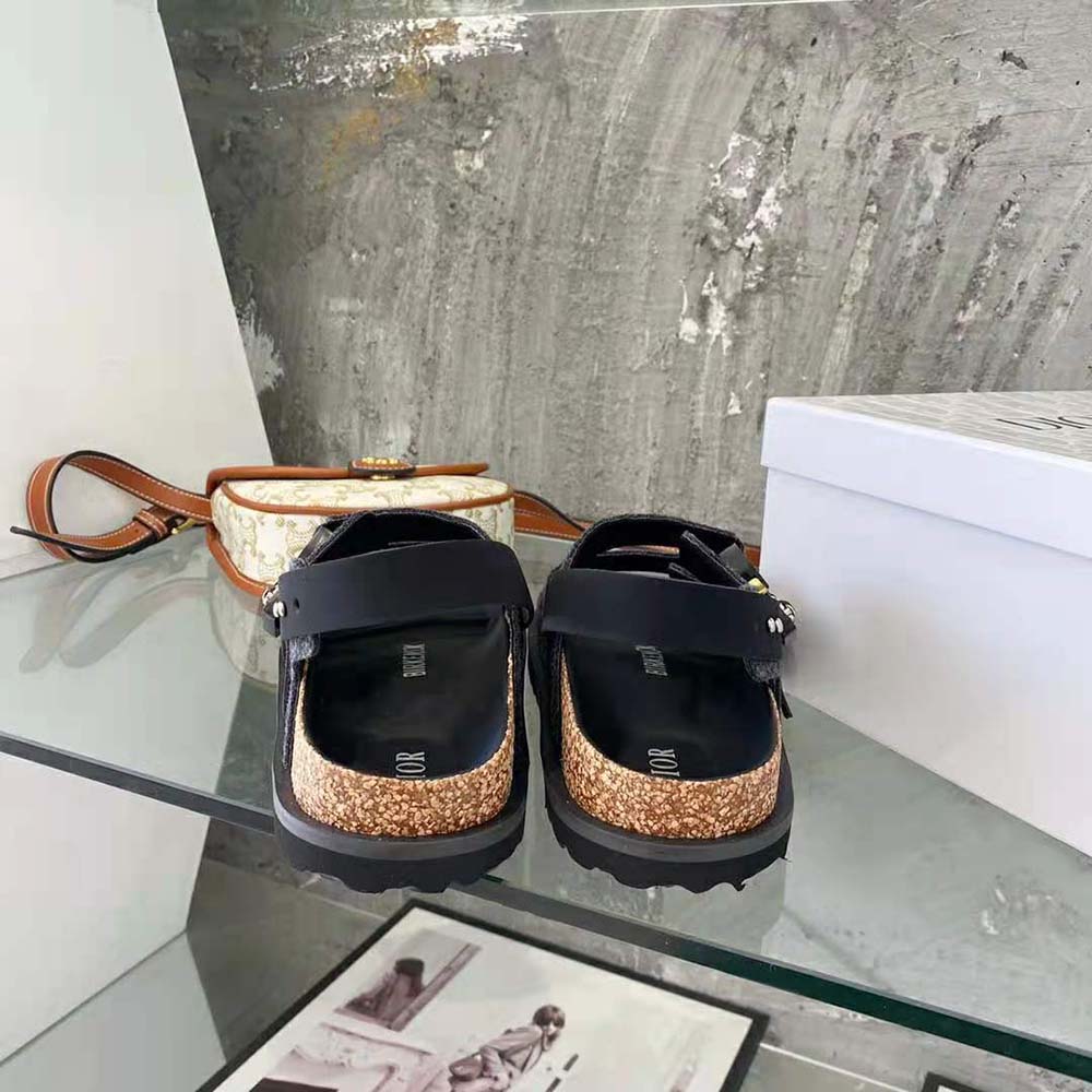 GIÀY DIOR By Birkenstock Milano Sandal Black Nubuck Calfskin