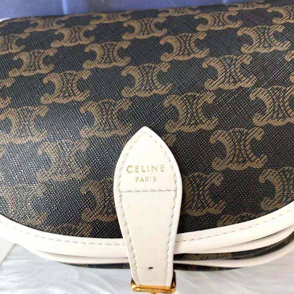 TÚI Celine Women Medium Folco Bag in Triomphe Canvas-White