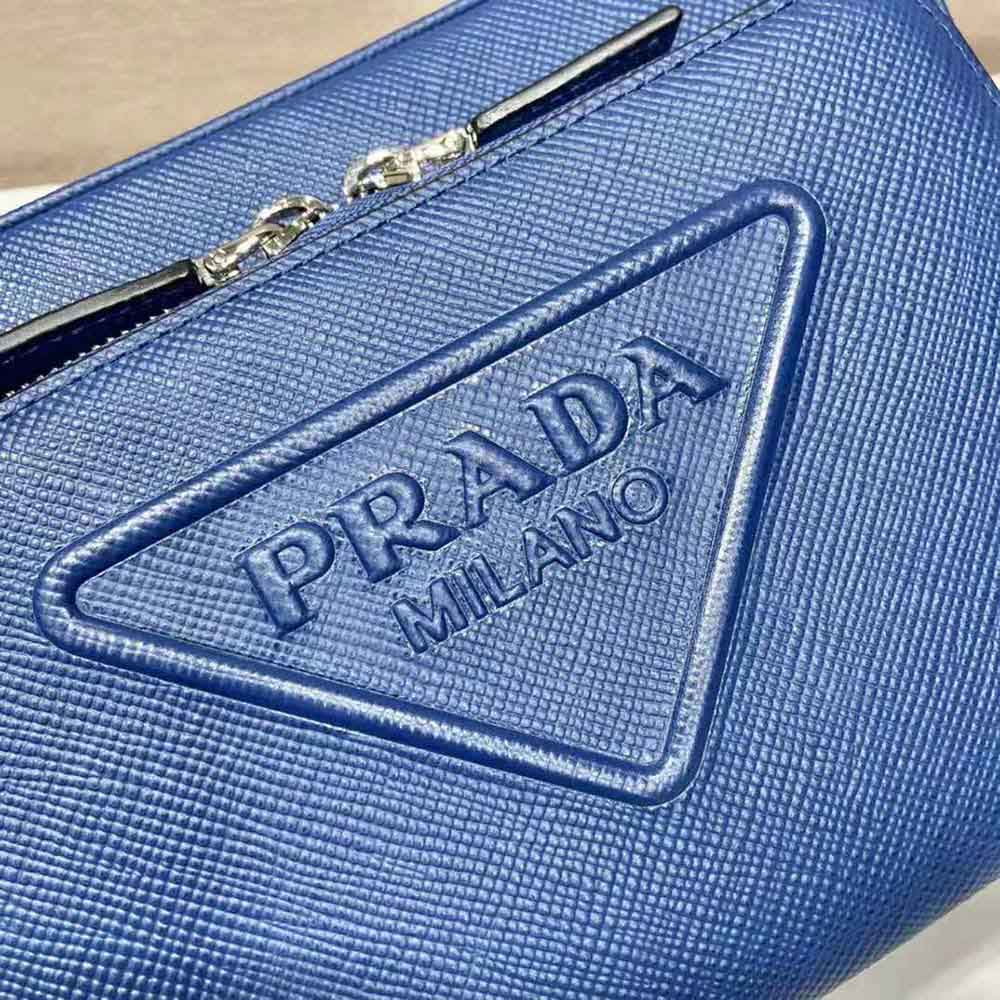 TÚI Prada Men Saffiano Leather Shoulder Bag With Iconic Prada Material-Navy