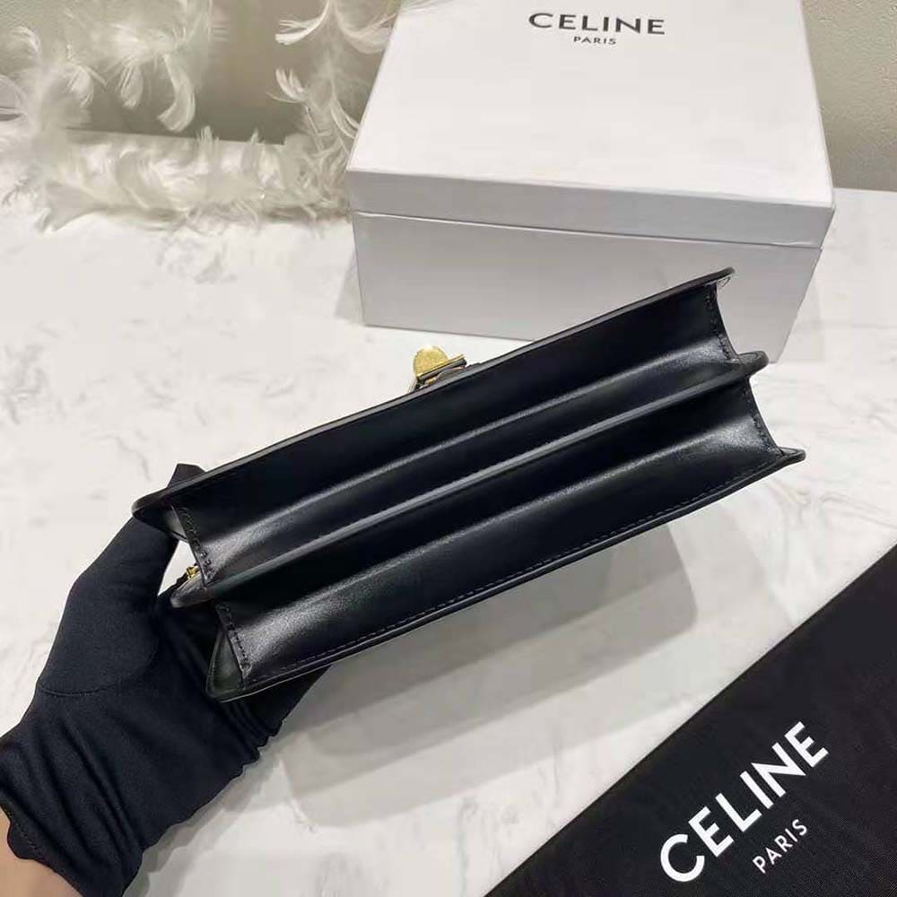 TÚI Celine Women Chain Bag 16 in Satinated Calfskin-Black