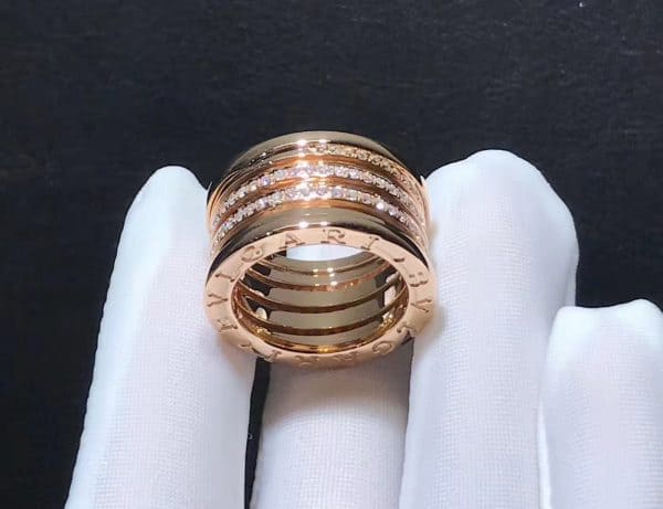 Nhẫn Bulgari B.Zero1 Bốn Hàng Kim Cương Vàng Hồng 18K (Liên hệ để biết giá)