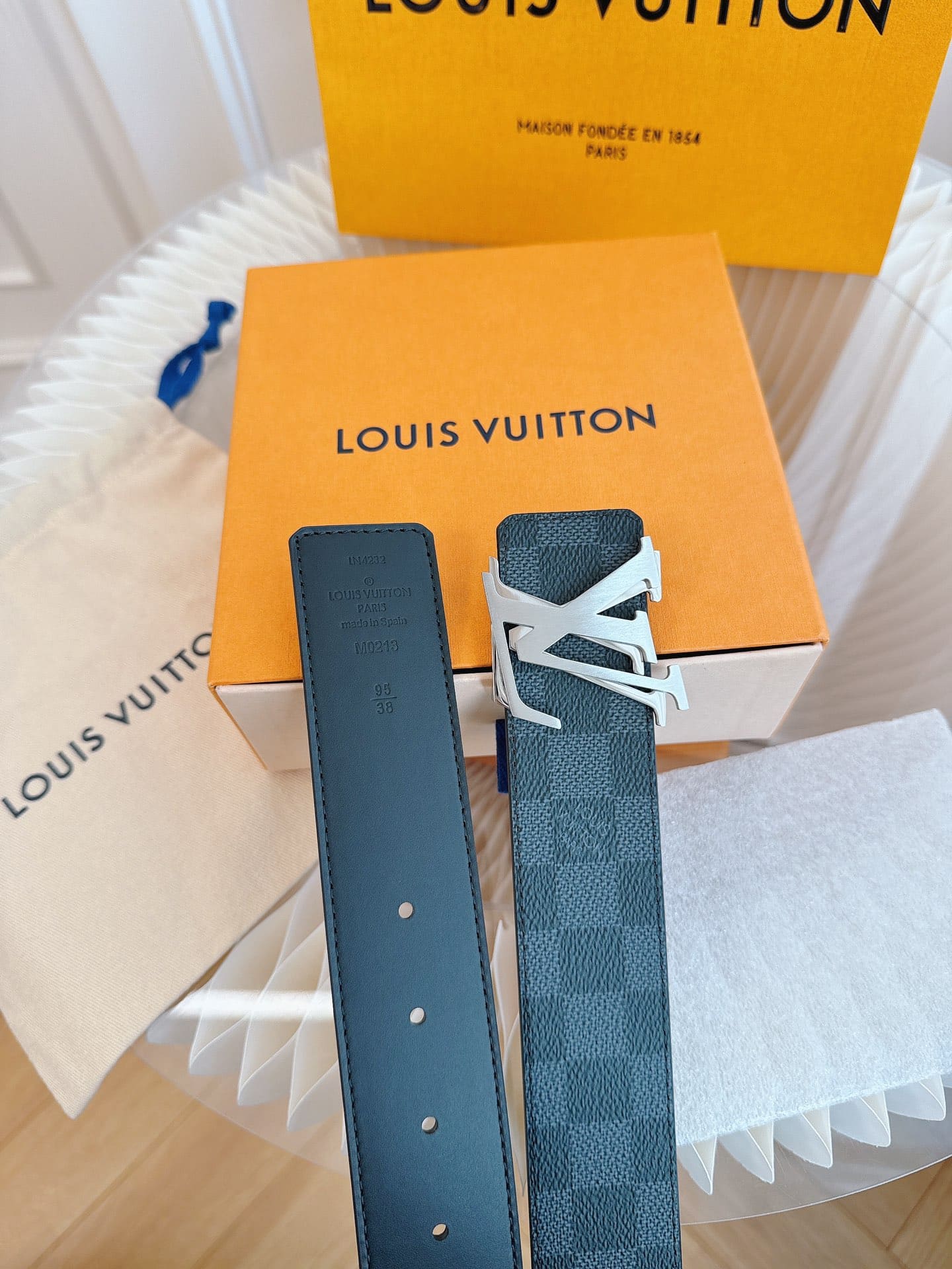 DÂY LƯNG LOUIS VUITTON DOUBLE LV SQUARE BLACK MONOGRAM LEATHER Khóa bạc đen
