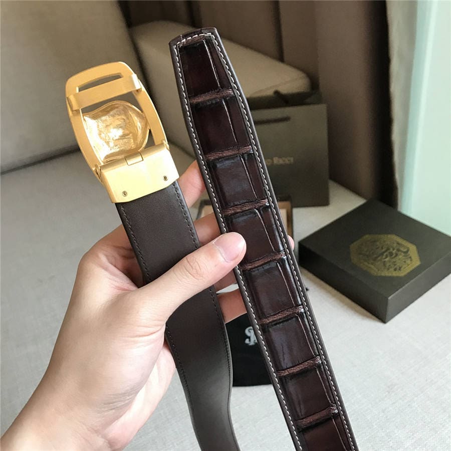 DÂY LƯNG STEFANO RICCI CROCODILE LEATHER DA CÁ SẤU Belt Khóa vàng