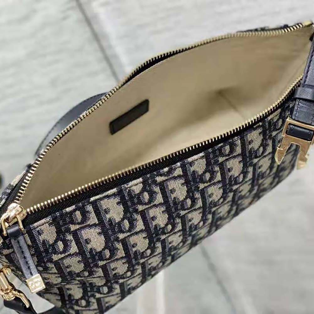 TÚI Dior Women Medium Diortravel Nomad Pouch Blue Dior Oblique Jacquard