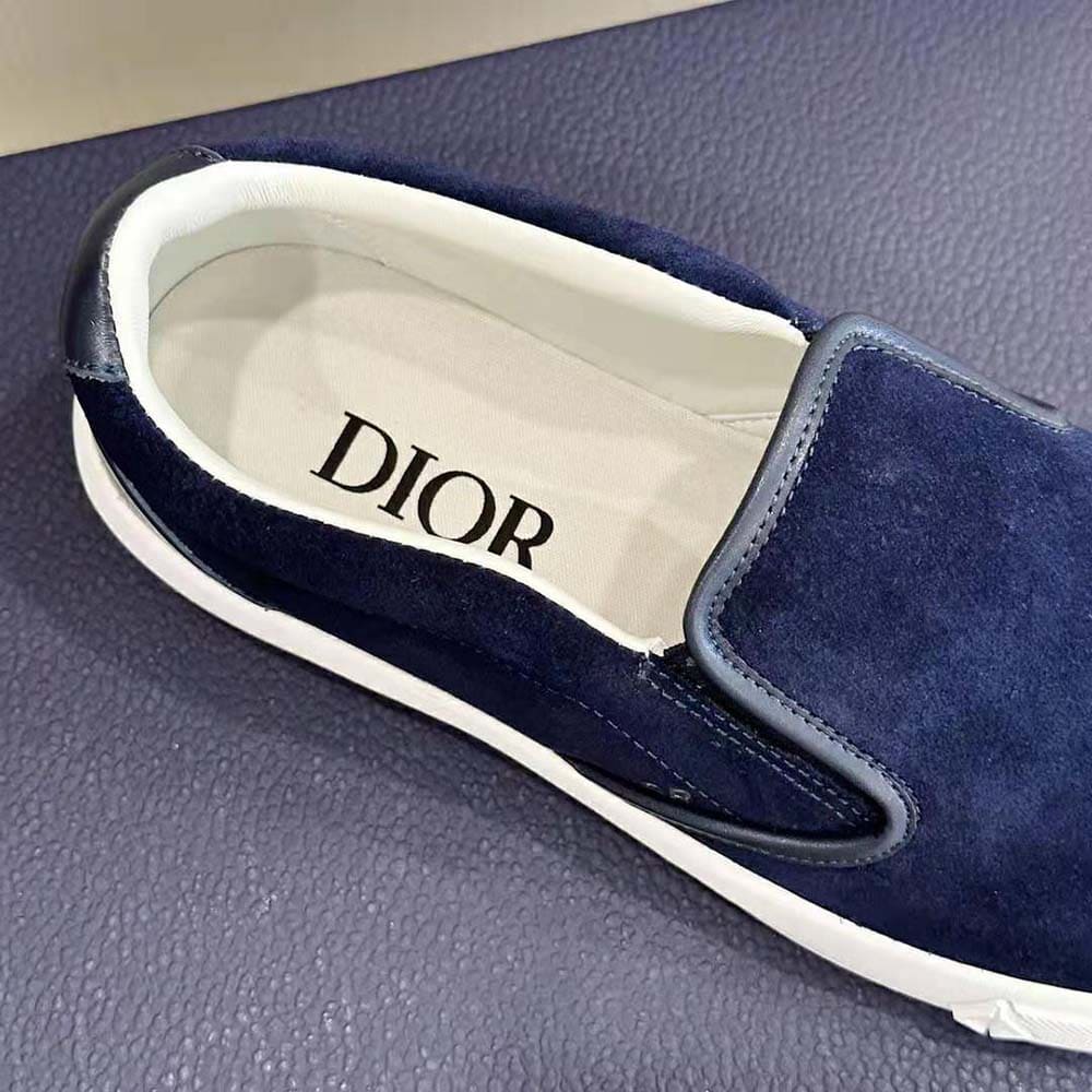 GIÀY DIOR B101 Slip-on Sneaker Navy Blue Suede and Smooth Calfskin