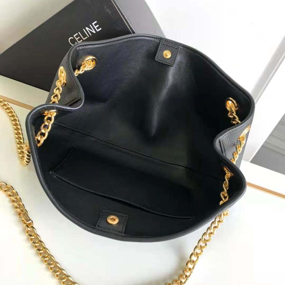 TÚI Celine Women Medium Newspaper Bag in Supple Calfskin-Black