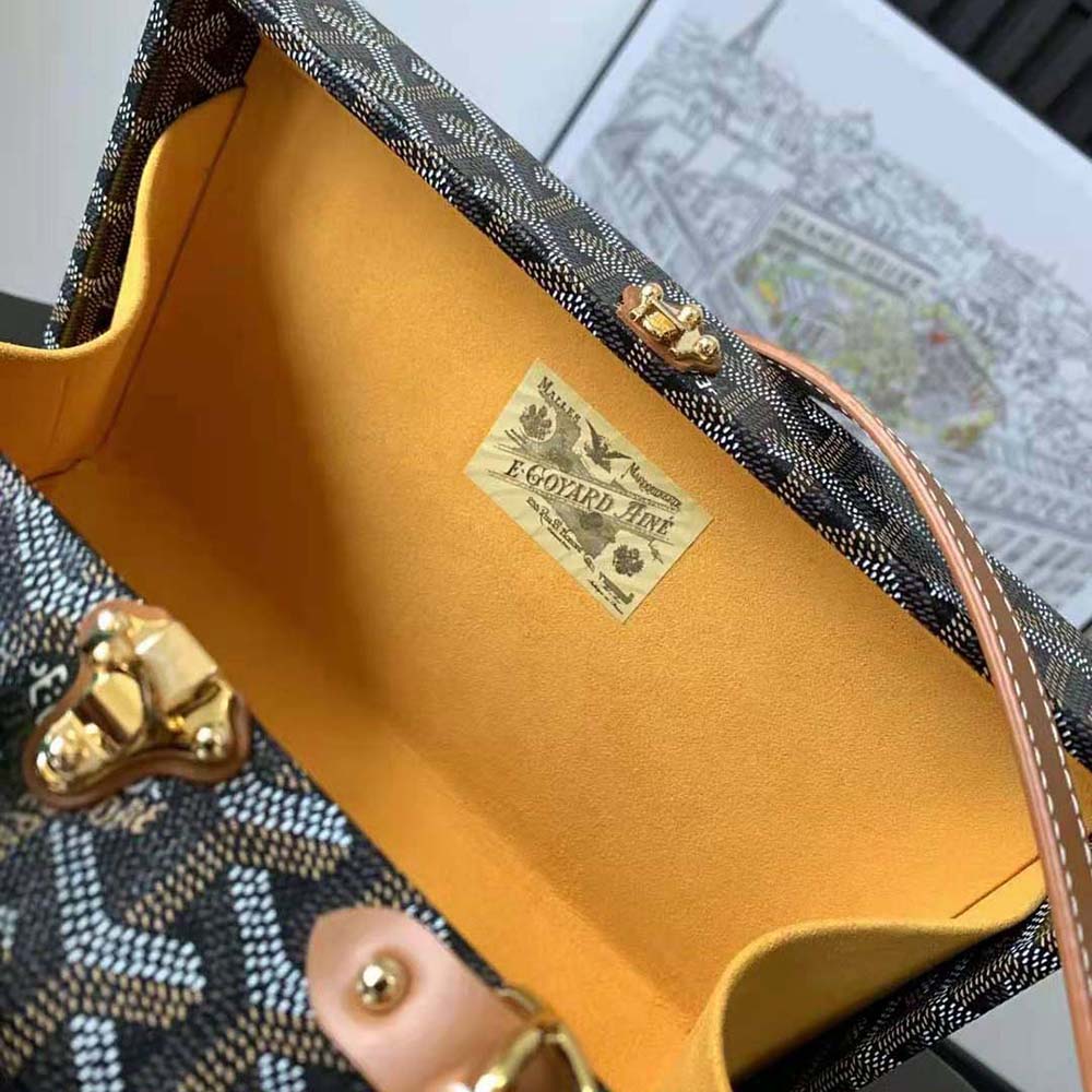 TÚI Goyard Women Sac Malle Grand Hôtel in Goyardine Canvas & Clamecy Calfskin-Brown