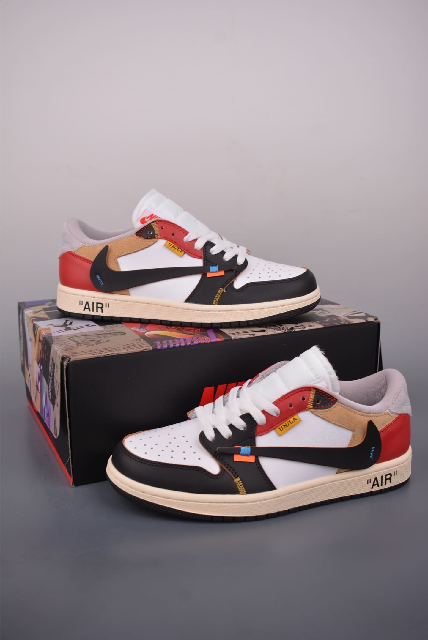 GIÀY OFF WHITE X TRAVIS SCOTT X UNION LA X AIR JORDAN 1 LOW ĐEN TRẮNG ĐỎ TOP QUALITY SHOES AAA