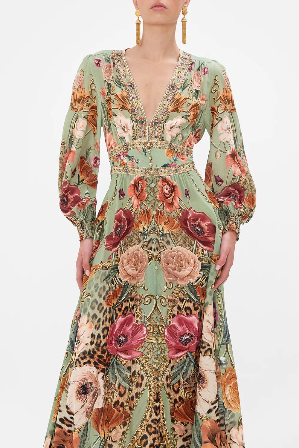 VÁY CAMILLA Flower and Leopard Print Vintage Dress High Classy