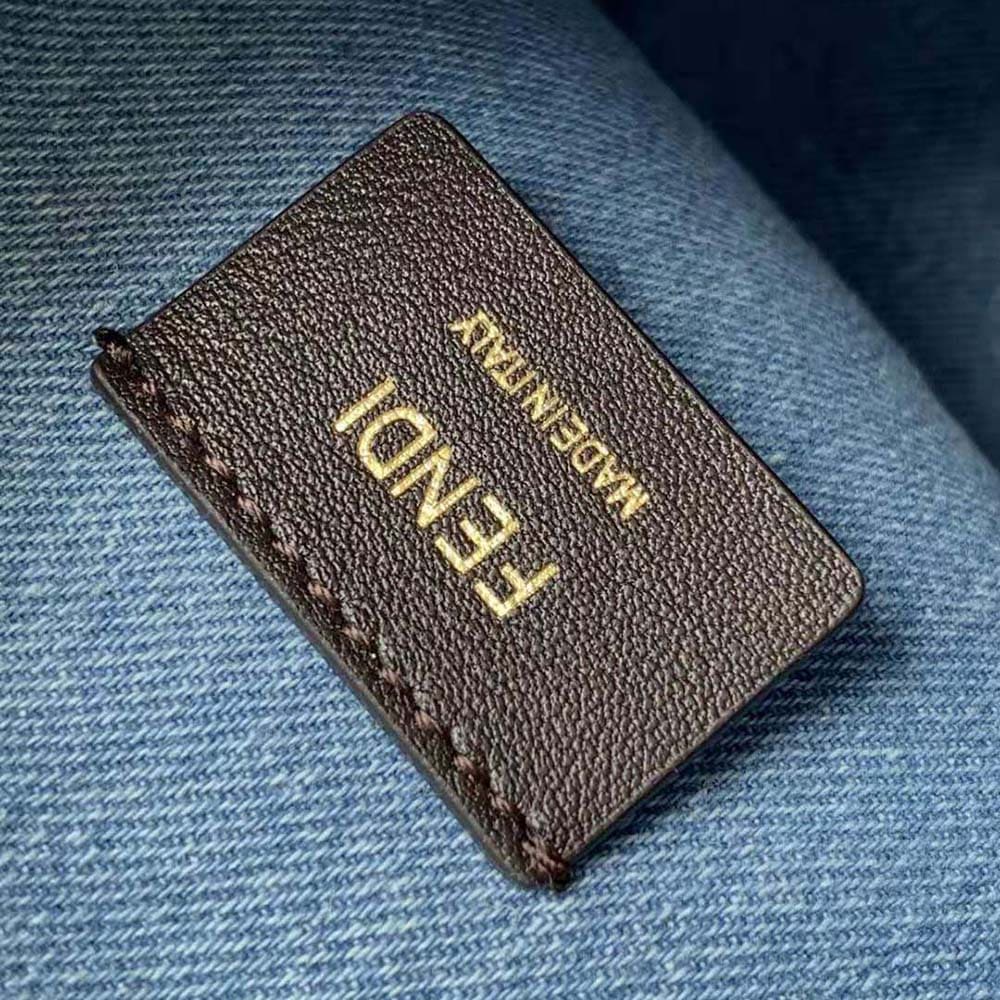 TÚI Fendi Women Mon Tresor Light Blue Denim Mini-bag with FF Embroidery