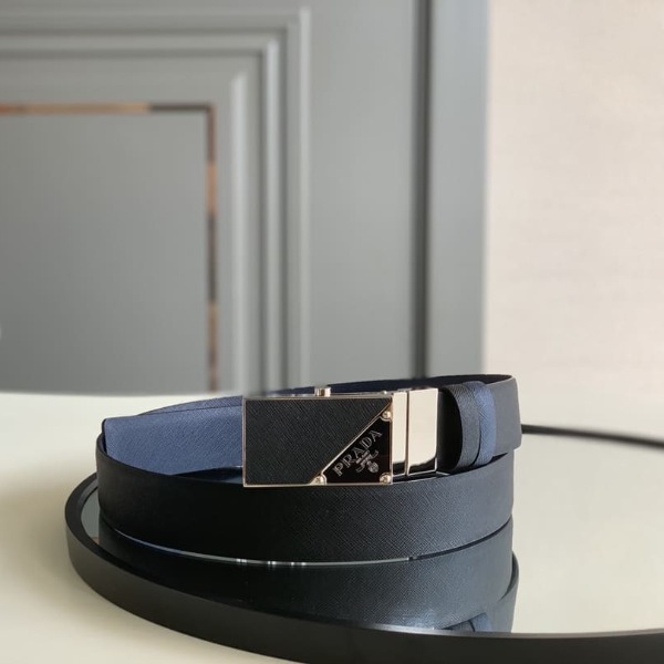 DÂY LƯNG PRADA BLACK SAFFIANO LEATHER Khóa da