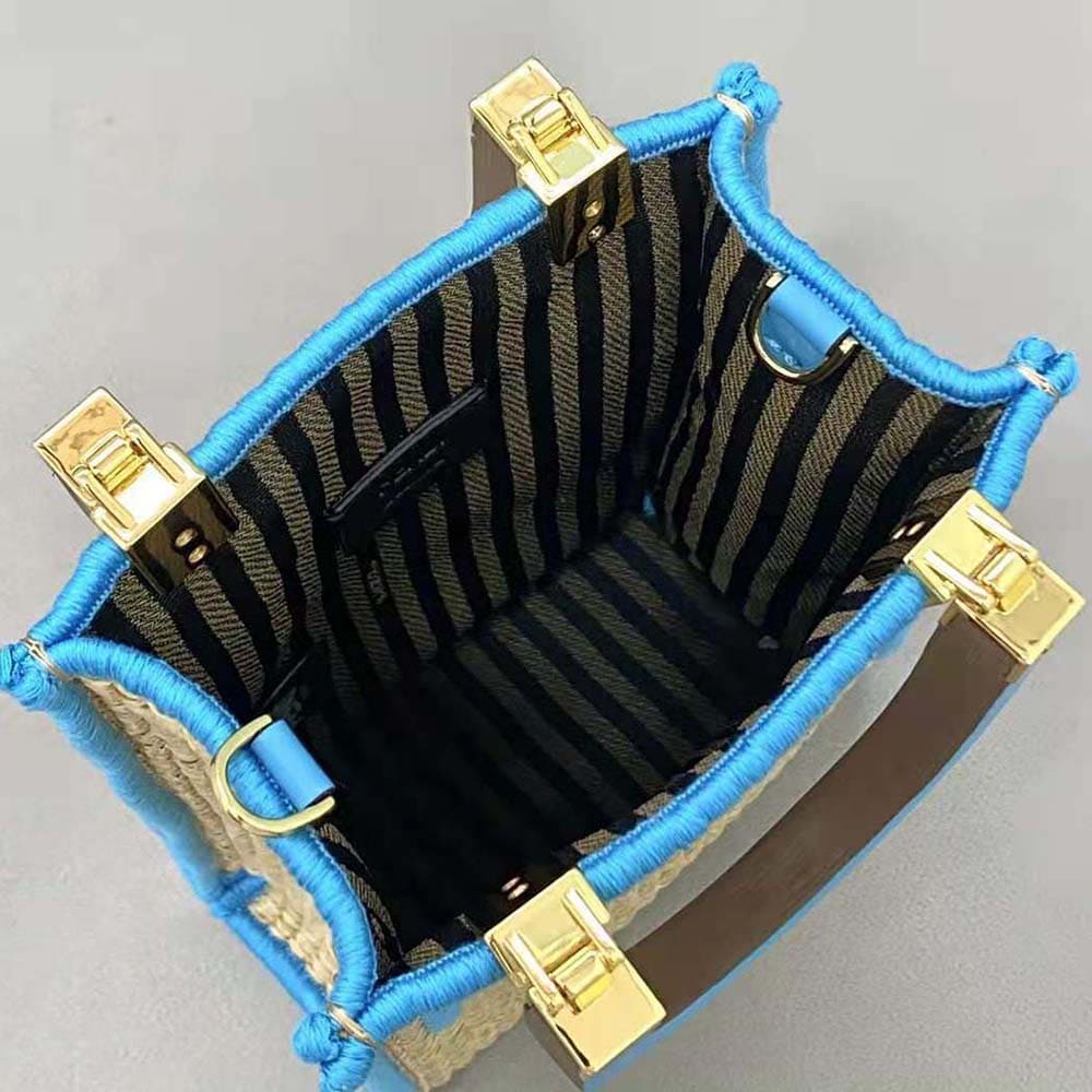 TÚI FENDI Mini Sunshine Shopper Braided Straw Mini-Bag