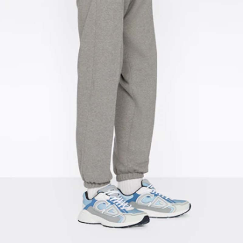 GIÀY DIOR Unisex CD Shoes B30 Low-Top Sneaker Light Blue Mesh Gray Blue Technical Fabric