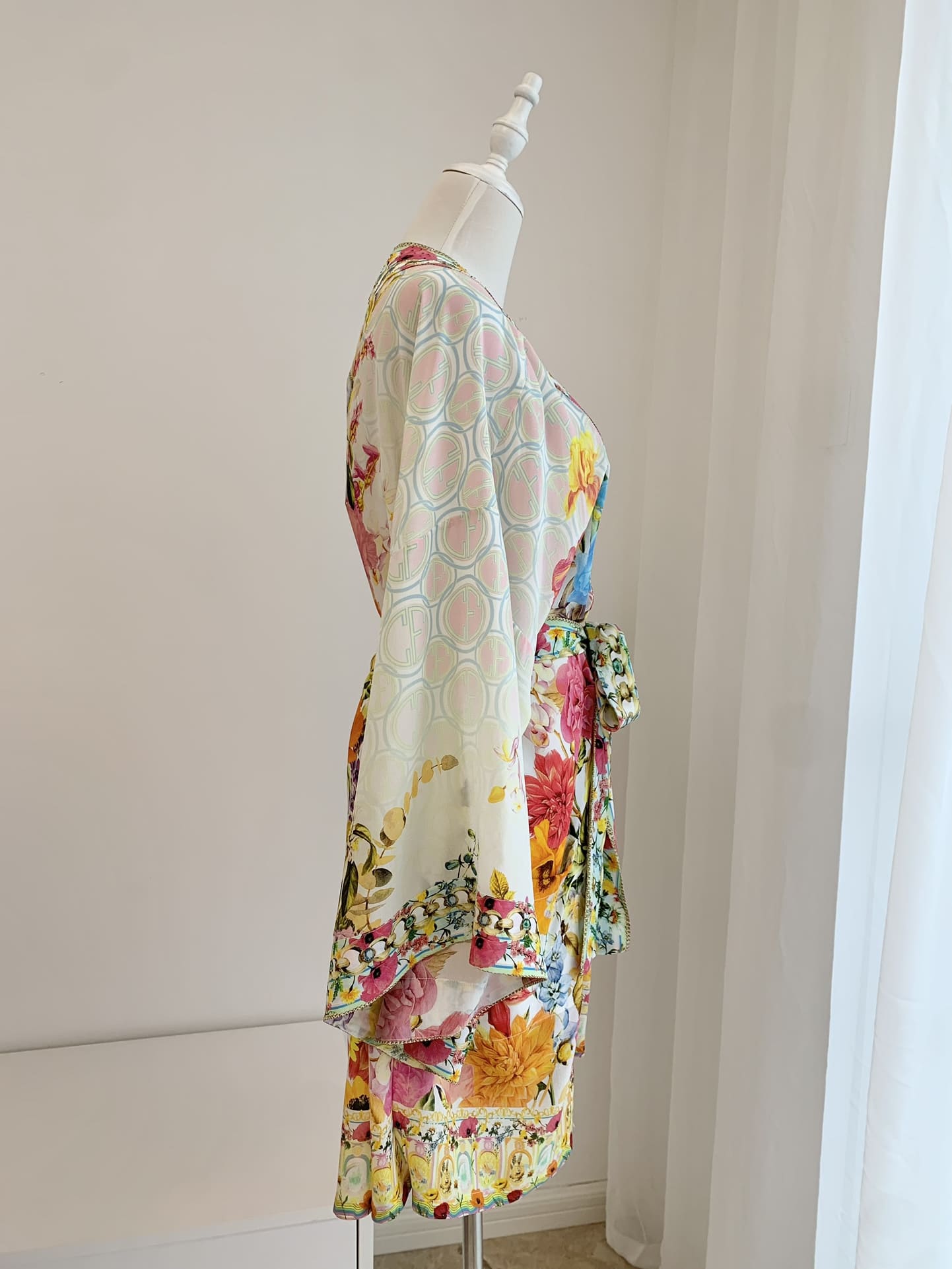 VÁY CAMILLA V NECK Floral Silk Chain Diamond Short High Classy
