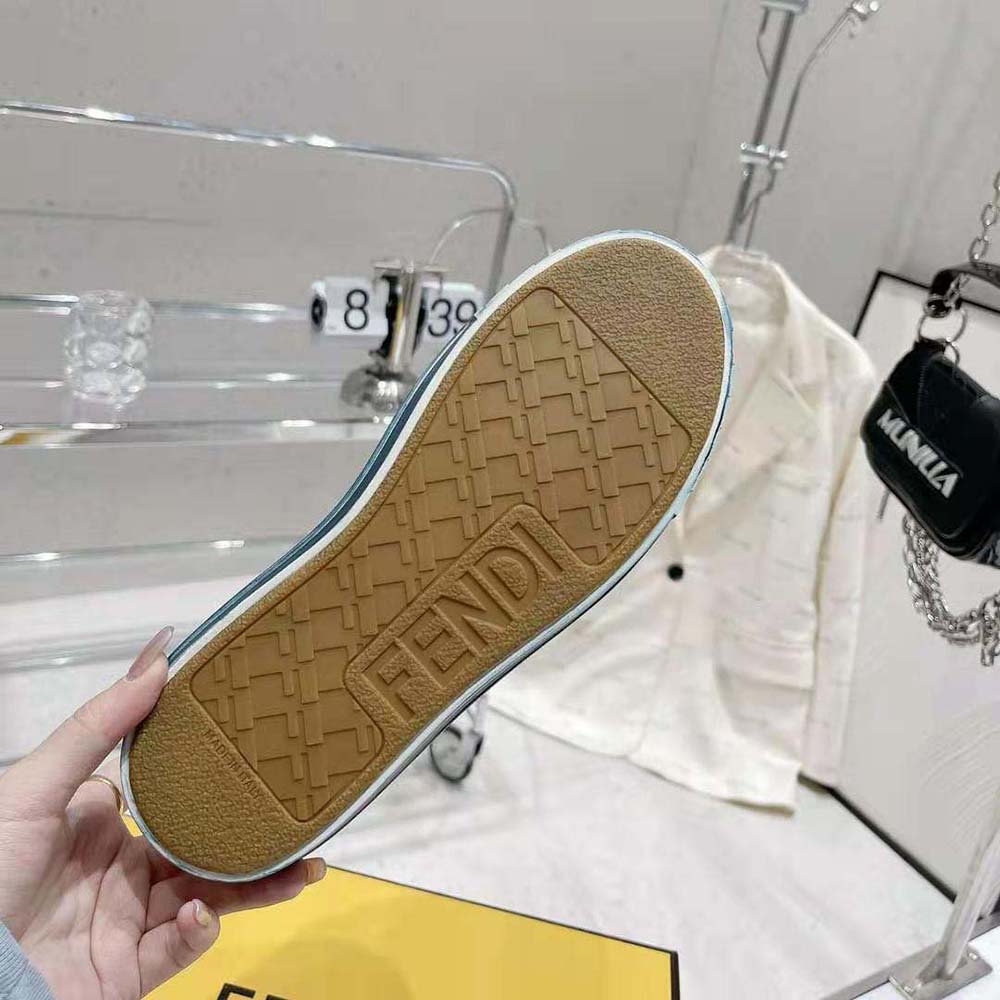 GIÀY FENDI Domino Light Blue Denim Low Tops