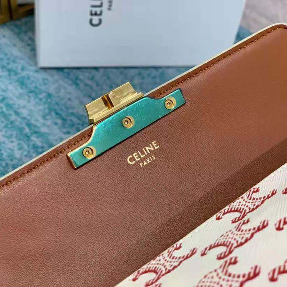 TÚI Celine Women Triomphe Shoulder Bag in Triomphe Canvas and Calfskin