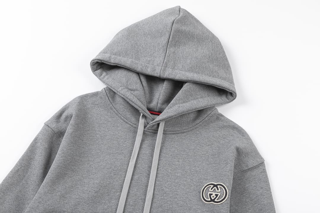 ÁO GUCCI GG Logo Chest Sweater Hoodie Gray