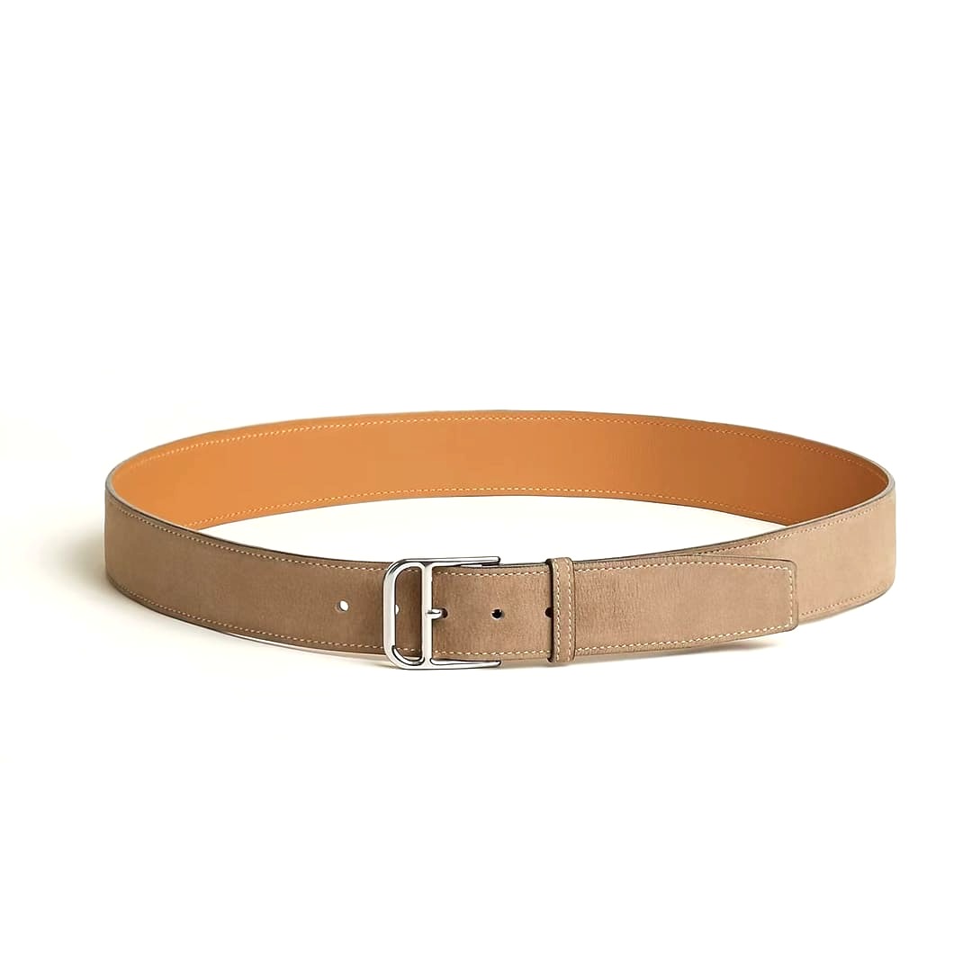 DÂY LƯNG HERMES Suede Beige leather