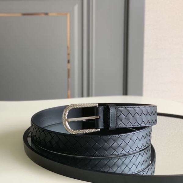 DÂY LƯNG BOTTGA VENETA INTRECCIATO LEATHER Khóa bạc